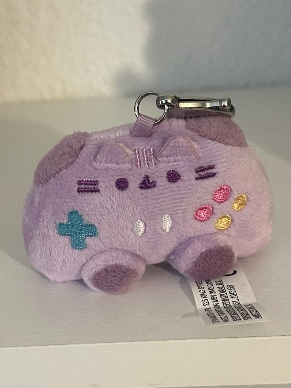 Pusheen Lavender Plush Game Controller Keychain with Embroidered Buttons